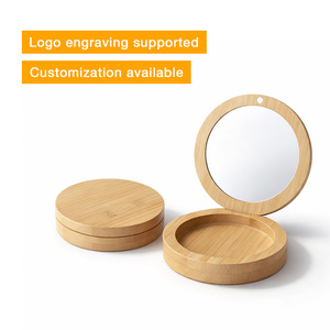 <span class=keywords><strong>Miroir</strong></span> <span class=keywords><strong>de</strong></span> maquillage rond en bambou écologique, vente en gros, OEM, logo personnalisé avec étui <span class=keywords><strong>de</strong></span> rangement pour voyage, cadeau - Product Image 4