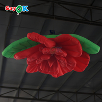 Décorations gonflables publicitaires, éclairage LED, rose suspendue, fleur gonflable géante pour la décoration