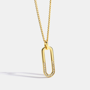 Collar con Colgante Geométrico de Circonita Cúbica para Mujer, Chapado en Oro de 18K, Joyería Minimalista, Estilo Instagram, Accesorio de Moda al por Mayor - Product Image 1