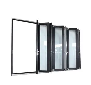 餐厅用自动磁铁车棚铝滑动折叠门双层玻璃折叠门