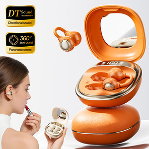 Auriculares Bluetooth M160 con Textura <span class=keywords><strong>de</strong></span> Cuero, Diseño Abierto, con Estuche <span class=keywords><strong>de</strong></span> Carga LED <span class=keywords><strong>2</strong></span> en 1 y Espejo <span class=keywords><strong>de</strong></span> Maquillaje, Auriculares Deportivos Inalámbricos OWS - Product Image 1