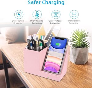 แท่นวางโทรศัพท์พร้อมที่ชาร์จไร้สาย 15W สำหรับ iPhone Samsung  พร้อมที่ใส่ปากกา  รองรับการพิมพ์โลโก้ OEM  และชาร์จเร็ว - Product Image 3