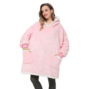 Couverture à capuche Sherpa surdimensionnée de haute qualité de Chine Non toxique avec technique tissée à glissière Style moderne simple - Product Image 2