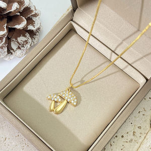 FOXI 925 Plata especial forma de hongo colgante collar joyería mujer S925 plata blanco Cubic Zirconia encanto collar - Product Image 3