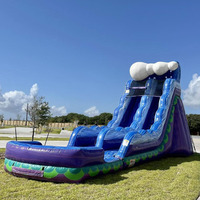 Toboggans aquatiques gonflables commerciaux en PVC de grande taille pour l'extérieur, toboggan aquatique gonflable avec piscine pour adultes