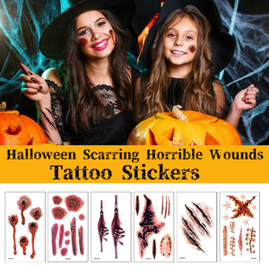 Tatuajes Temporales de Sangre a Prueba de Agua al por Mayor para Halloween, Decoración de Cicatrices Corporales, Pegatinas de Tatuajes Faciales - Product Image 2