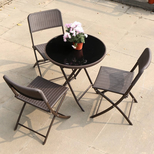 Mesa redonda plegable de hierro moderna, juego de jardín al aire libre duradero para patio, balcón y uso doméstico - Product Image 2