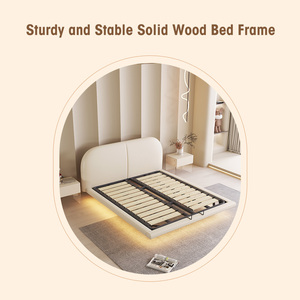 KHÁCH SẠN Nệm gỗ ngủ giường khung cơ sở với ánh sáng đầu giường phổ biến hiện đại PU da đệm bọc nền tảng GIƯỜNG GỖ - Product Image 2