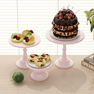 Présentoir à gâteaux rond moderne en fer, ensemble de 3 pièces pour table de desserts de mariage, hauteurs haute, moyenne et basse - Product Image 4