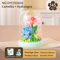 Lot de blocs de construction Camélia et Hortensia en gros, 144 pièces, mini-briques en forme de dôme floral, fournisseur en vrac, cadeau de la Fête des Mères, décoration
