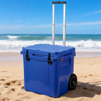 Glacière isotherme rotomoulée en PE de 45 QT avec roues, portable, pour camping, plage et pêche en extérieur