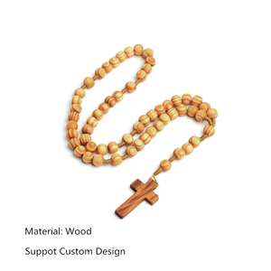 Perles en bois chapelet catholique Bracelets en bois <span class=keywords><strong>Christ</strong></span> jésus croix perles religieuses en bois chapelet catholique Bracelet à brins - Product Image 6