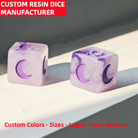 Dés en résine violet lavande gravés, à bords arrondis, dés D6 semi-translucides, dés en marbre, fournisseur de jeux de table