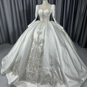 Vestido de Novia de Satén Lscm79, Nuevo Estilo, Lujoso, Francés, con Cola, Hilo Principal, Estilo Princesa, Jancember - Product Image 2
