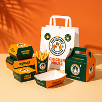Emballage alimentaire jetable personnalisé avec logo, en matériaux recyclés, finition mate, pour déjeuner, frites, poulet, burger, sushi
