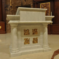 BLVE Personnalisé Moderne Style Européen Religieux Pierre Pape Discours Podium Marbre Église Chaire Autel