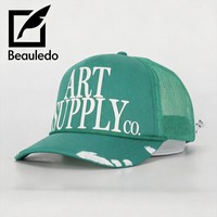 Topi Truker Pria Bordir 3D Berkualitas Tinggi Lima Bagian Custom Grosir, Bahan Mesh Bernapas, Dapat Disesuaikan, untuk Olahraga Luar Ruangan