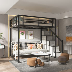 <span class=keywords><strong>Lit</strong></span> mezzanine en métal durable avec <span class=keywords><strong>escalier</strong></span> intégré <span class=keywords><strong>Lit</strong></span> superposé robuste au design moderne Dortoirs Auberges Chambre à coucher - Product Image 1