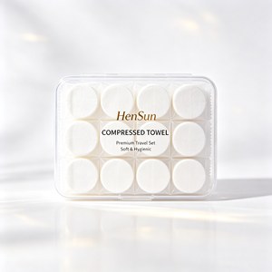 Mini Disposable Compressed Eco-Friendly Cotton Face <b>Towel</b> for Adult Use <b>Travel</b> Nonwoven Soft Tissue Customized 24x30cm Checkered - Product Image 1