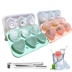 Máquina de bolas de cubitos de hielo de silicona sin BPA de grado alimenticio, forma de corazón de rosa, romántica para bebidas de whisky, bandeja de liberación de fácil uso DIY - Product Image 1