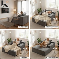 Chaiselongue-Schlafsofa Ohne Gestell Cord-Polsterung Umweltfreundlich Modernes Villen-Wohnzimmer Tiefsitz-Schlafsofa mit Schwammfüllung