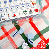 Set Mahjong Akrilik Premium dengan Cetakan Rusa & Pohon Pinus untuk Festival Musim Dingin