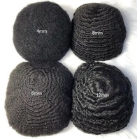 Perruques indiennes naturelles Remy, cheveux humains crépus bouclés, 8x10 pouces, 6mm, Afro, couleur noire, 100%, Base complète en Pu, toupet pour hommes noirs, bon marché, en Stock