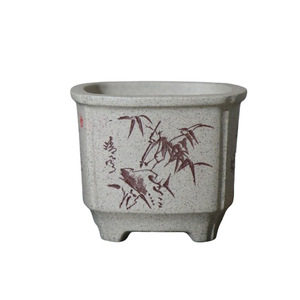 Maceta de Bonsái en Miniatura Zisha, Arcilla con Diseño de Copo de Nieve, Hecha a Mano, Estilo Chino, Maceta Grabada - Product Image 5