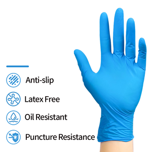Gants d'examen en nitrile jetables de haute qualité, sans poudre, sans latex, bleus, 4 mil, pour hôpital - Product Image 5