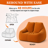 Fauteuil pouf en mousse compressée sous vide, moderne, à dossier haut, relaxant, orange, pour petit appartement