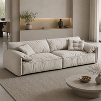 Canapé droit moderne crème Wabi Sabi, luxe minimaliste, salon nordique, durable, canapé nuage blanc pour appartement