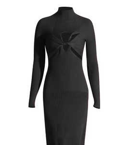 <span class=keywords><strong>Robe</strong></span> mi-longue en maille ajourée style sexy et épicé pour femme, nouvelle collection 2025, design torsadé amincissant - Product Image 5