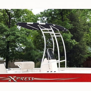 T-top robuste Pro Plus pour bateau à console centrale, cadre en aluminium anodisé avec auvent bleu marine - Product Image 6