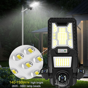 Ngoài trời có thể gập lại ba ống kính cảm biến chuyển động LED vườn tích hợp năng lượng mặt trời đèn đường với 9mp 4 gam WIFI CCTV PTZ năng lượng mặt trời máy ảnh - Product Image 2