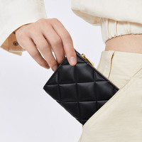 WilliamPOLO tas kartu ritsleting wanita, dompet saku kancing modis banyak warna dengan dompet koin sederhana
