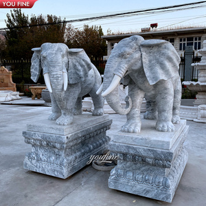 Escultura de Estatua de Elefante de Mármol Blanco Grande para Jardín Exterior - Product Image 3