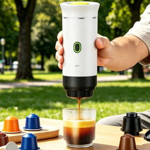 Cafetera Portátil de Cápsulas de 12V, Cafetera Espresso 3 en 1 con Calentamiento, Mini Cafetera de 20 Bares para RV, Camping, Viajes por Carretera - Product Image 1