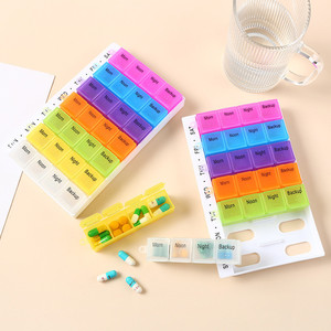 Vỏ sò đầy màu sắc có thể tháo rời 28 lưới 7 ngày hộp thuốc 1 tuần cầm tay chống ẩm trường hợp tổ chức - Product Image 1