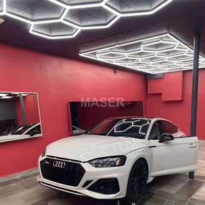 Lampe hexagonale à LED à gradation pour réparation automobile Plafonniers en nid d'abeille 4500K Système de 14 grilles pour garages d'atelier et de détail de <span class=keywords><strong>voiture</strong></span> - Product Image 4