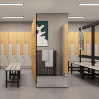 Solution de casier HPL grain de bois imperméable et durable de type Z, personnalisée en usine, avec serrure RFID pour les installations sportives