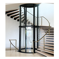 Ascenseur circulaire personnalisé pour passagers, 0,4 m/s, paroi en verre incurvée, à traction, ascenseur panoramique pour villa