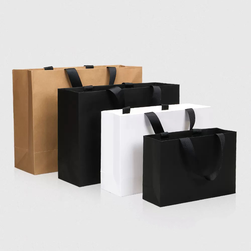 Cheap Custom Printed Packaging Shopping Promotional Luxury Blue Paper Bags