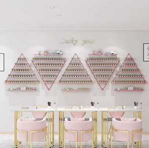 Zs Gold <b>Wall</b>-mounted <b>Nail</b> Salon Shelf Metal Rack for <b>Nail</b> Polish Display - Product Image 3