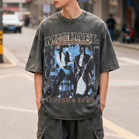T-shirt Homme Vierge en Coton Épais Délavé à l'Acide Style Vintage Streetwear Personnalisable avec Logo Imprimé Coupe Oversize TKAN0944