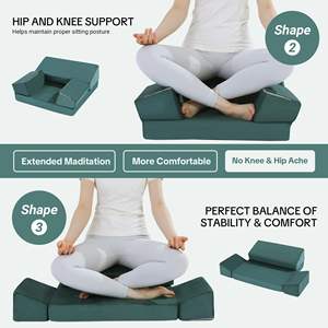 Ensemble d'oreillers de <span class=keywords><strong>méditation</strong></span> en mousse avec coussins pour genoux, tapis de yoga pour s'asseoir au sol, coussin zafu de soutien des hanches pour adultes - Product Image 3