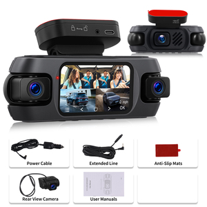 Podofo 3.0 inch 4 ống kính màn hình cảm ứng xe ô tô hộp đen 360 độ DVR 4k phía trước + Ba 1080P cabin bảo hiểm thời gian thực GPS ứng dụng wifi - Product Image 5