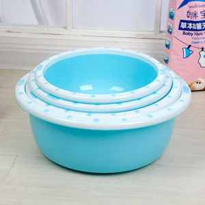 Baby Plastic <b>Round</b> <b>Basin</b> Sky Blue Thickened Household Laundry Washing <b>Basin</b> For Baby Student Dormitory Use - Product Image 1