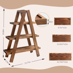 Support à cupcakes en bois, ensemble de présentation de desserts à 3 niveaux avec supports amovibles et pliables, <span class=keywords><strong>plateau</strong></span> de service rustique pour bonbons pour les fêtes - Product Image 2