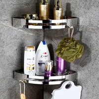 Vente en gros de porte-accessoires de douche triangulaire en acier inoxydable de 380 g : étagère d'angle de salle de bain imperméable, organisateur gain de place