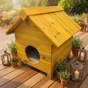 Natürliches Massivholz Umweltfreundliches Katzen- & Hundehaus Komfortables Haustierbett - Product Image 4